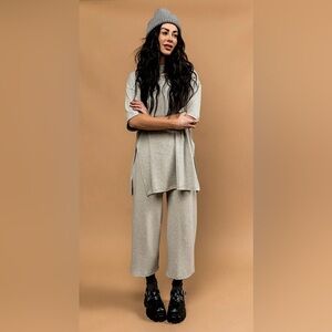Lala Lex Ribbed Playsuit in Heather Grey